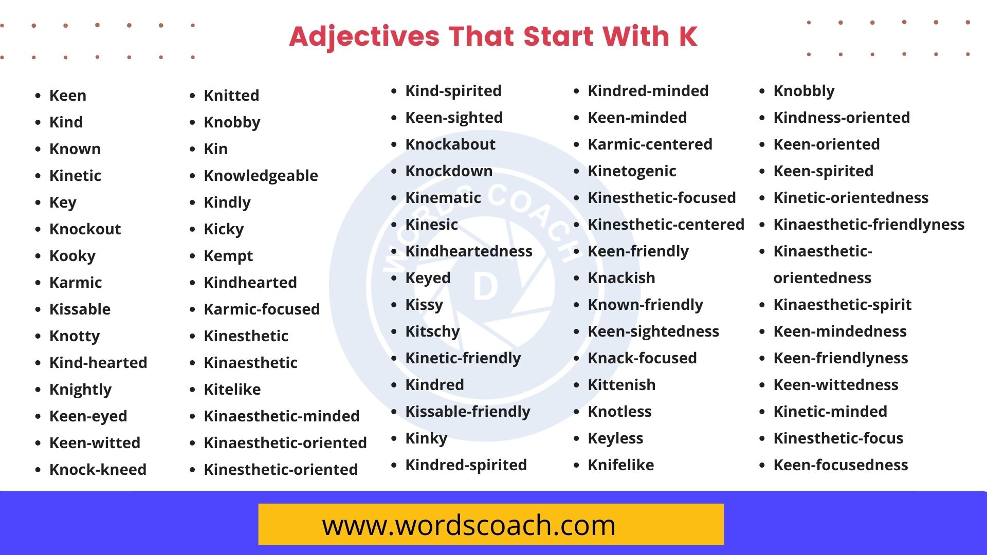 List Of 2000 Common Adjectives Word Coach