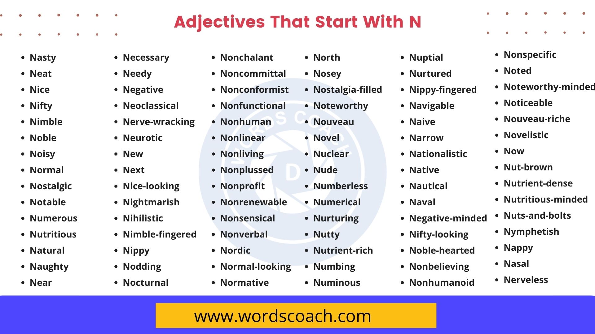 List Of 2000 Common Adjectives Word Coach