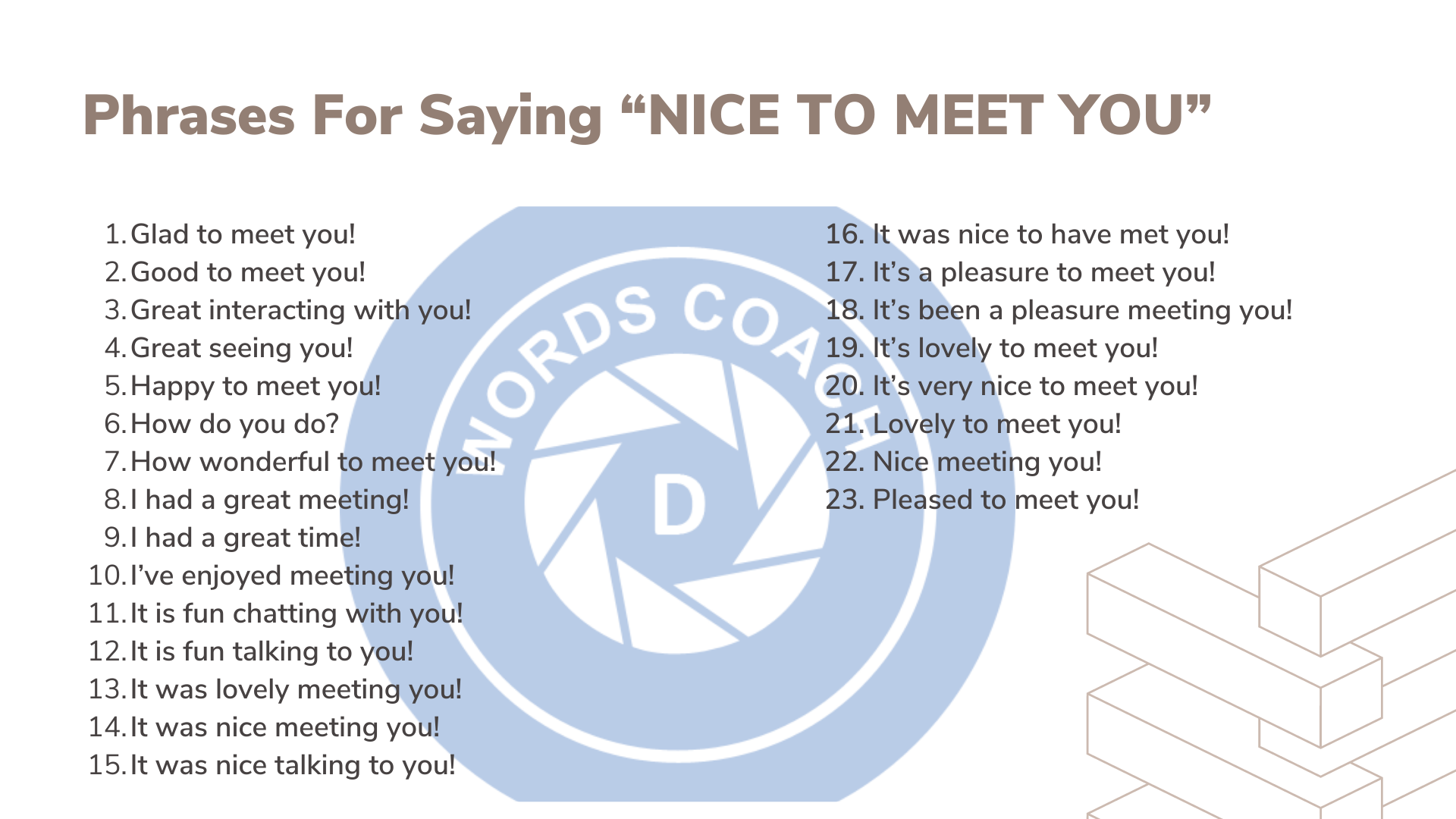 Ways To Say NICE TO MEET YOU In English Word Coach