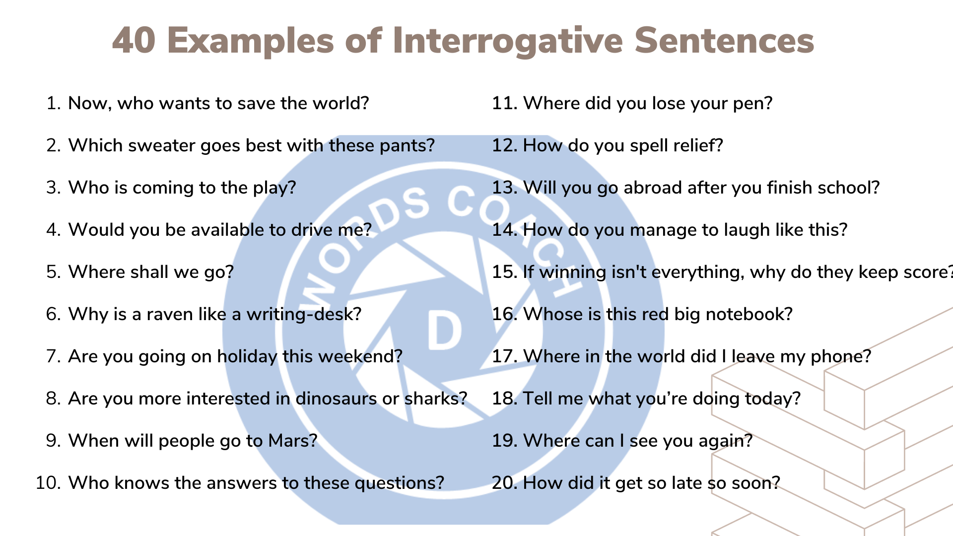 Interrogative Sentences Word Coach