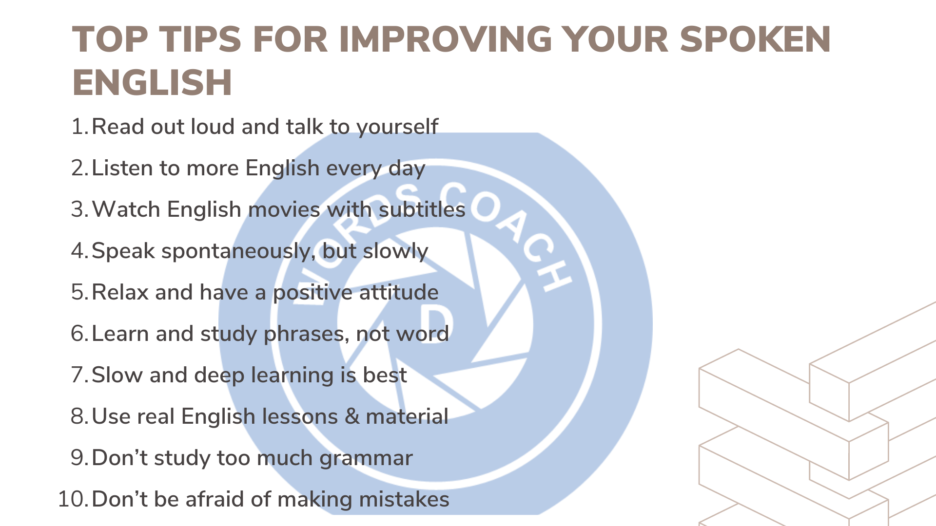 10 TOP TIPS FOR IMPROVING YOUR SPOKEN ENGLISH Word Coach