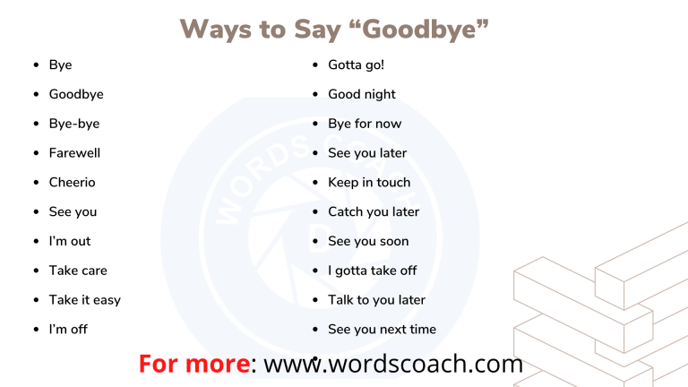 Another Ways To Say Goodbye” In English Word Coach