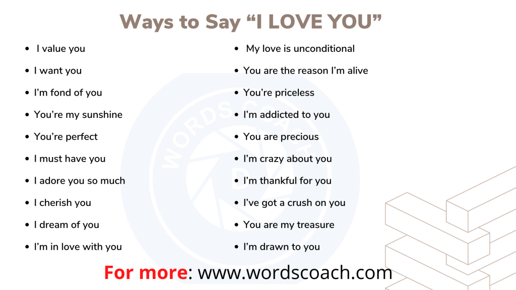 Another Ways To Say I LOVE YOU In English Word Coach