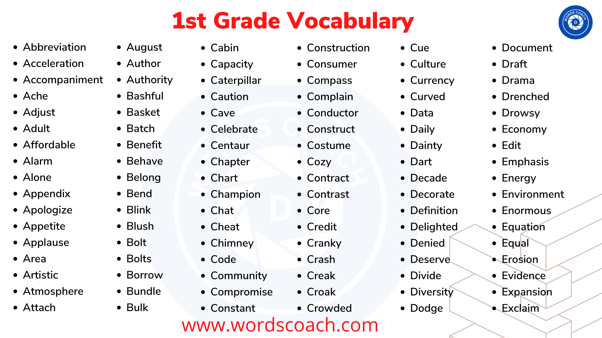 1st Grade Vocabulary Word Coach