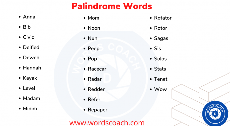 Palindrome Words Word Coach