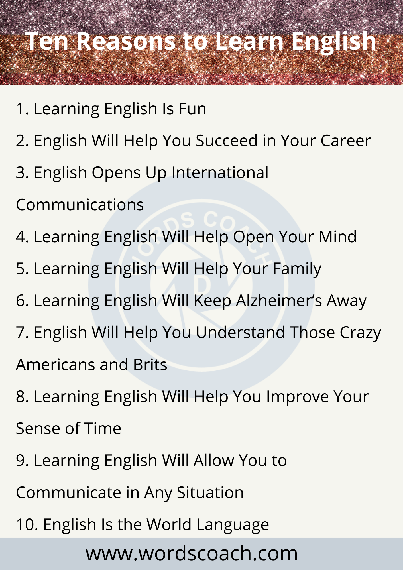 Ten Reasons to Learn English - wordscoach.com