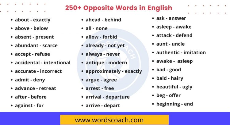 10 Opposite Words In English Archives Word Coach