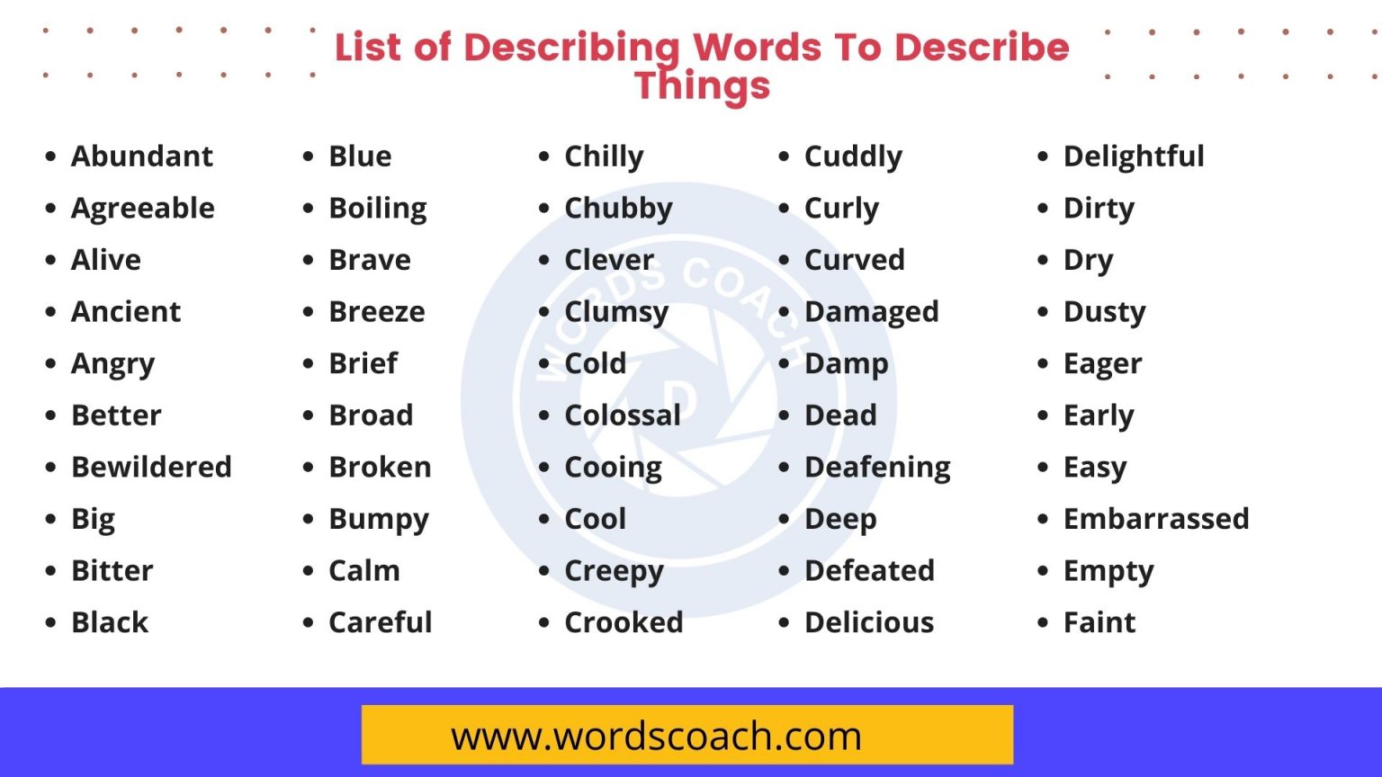 List of Describing Words - Word Coach