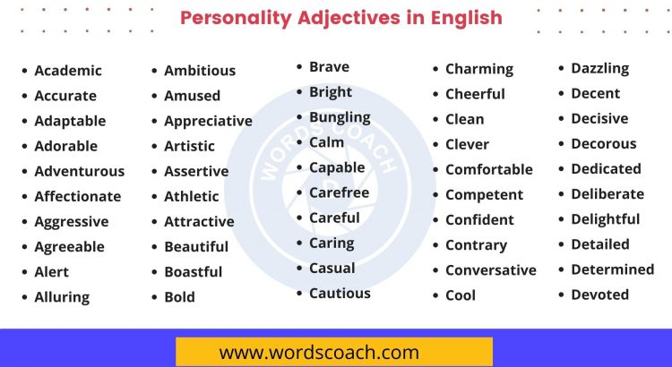 Personality Adjectives In English Word Coach