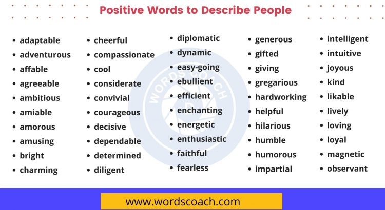 List Of Adjectives To Describe A Person