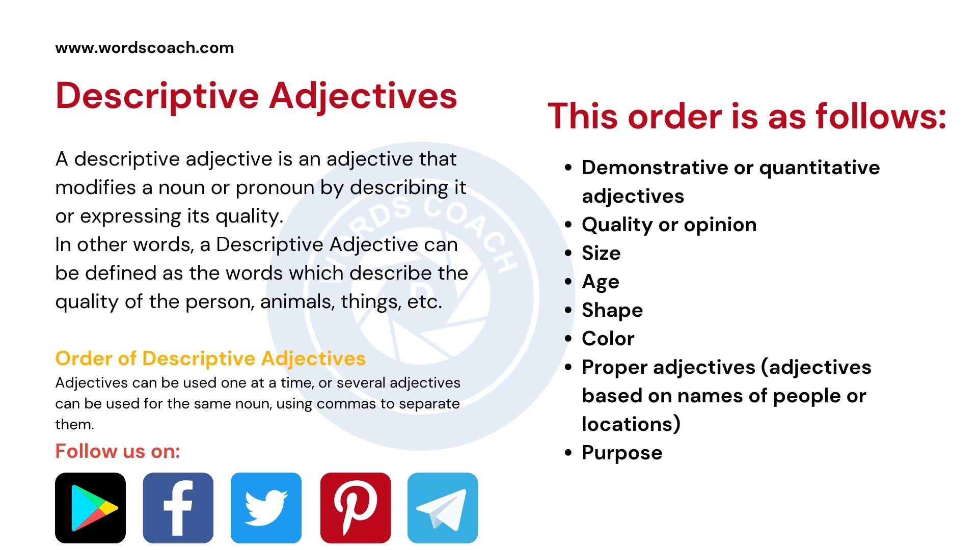 Descriptive Adjectives List Of Useful Descriptive Adjectives In English Word Coach