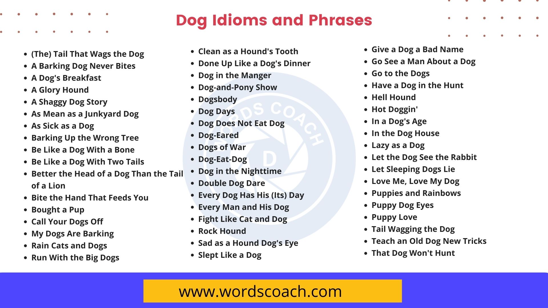 Dog Idioms And Phrases In The English Language Word Coach