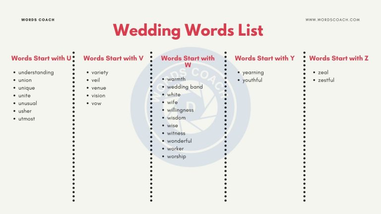 Wedding Vocabulary List (A To Z Wedding Vocabulary) - Word Coach