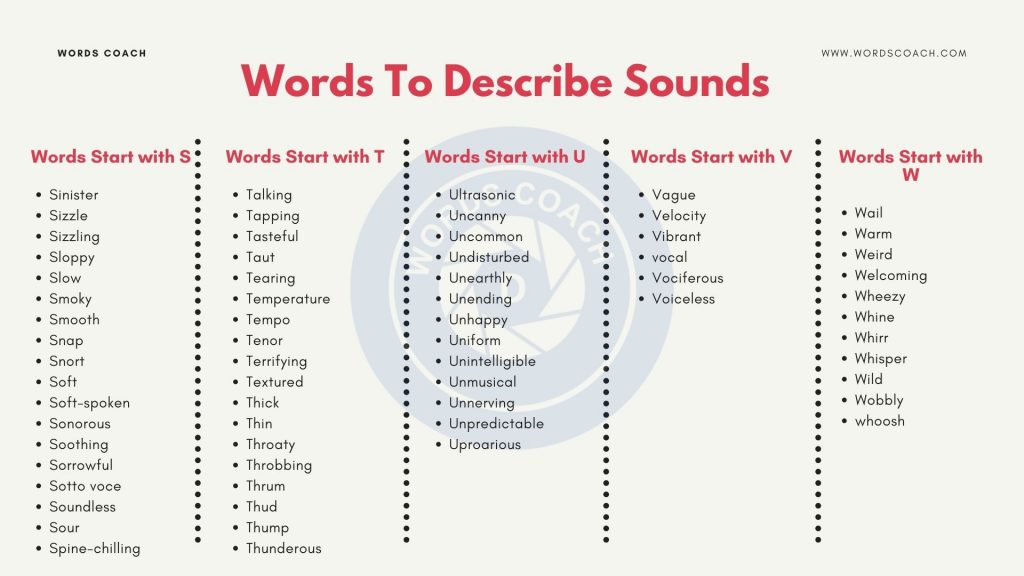 Words To Describe Sounds S to W