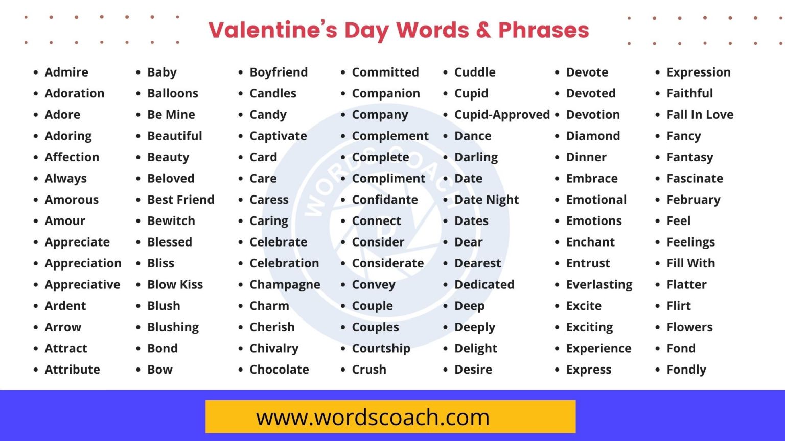 valentines day word list