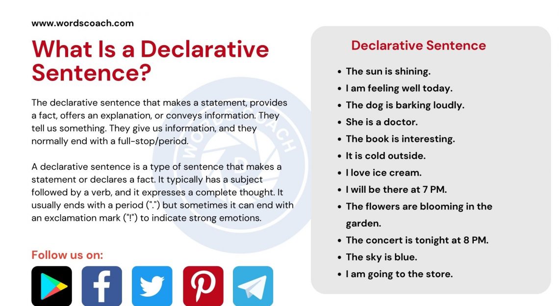 Declarative Sentences Word Coach