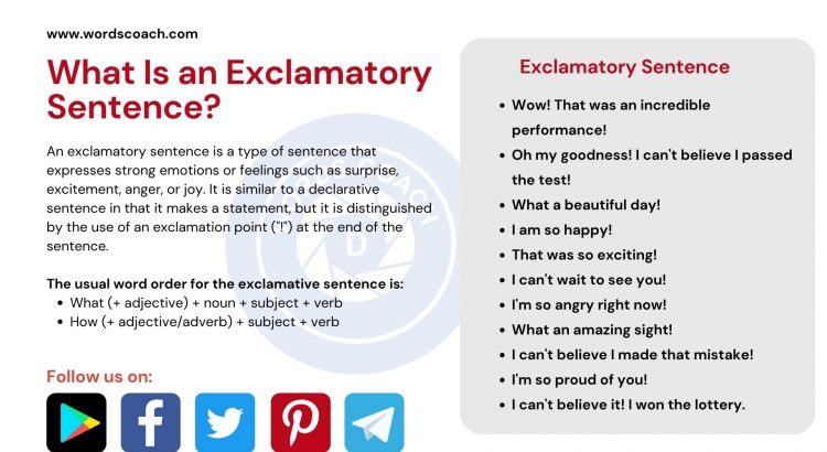 Exclamatory Sentences Word Coach