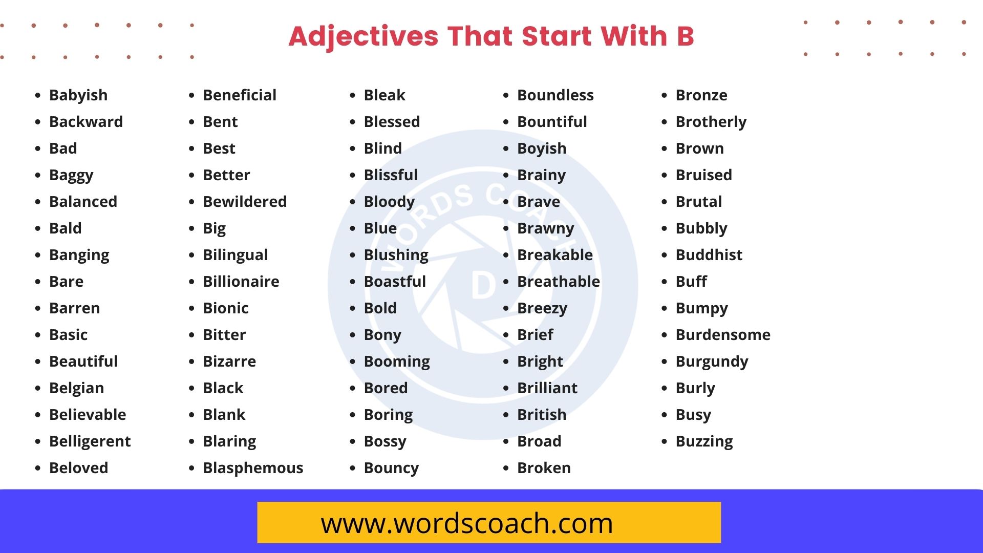 List Of 2000+ Common Adjectives - Word Coach