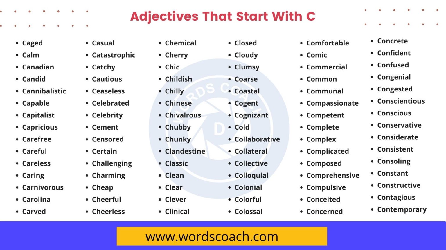 List of 2000+ Common Adjectives - Word Coach