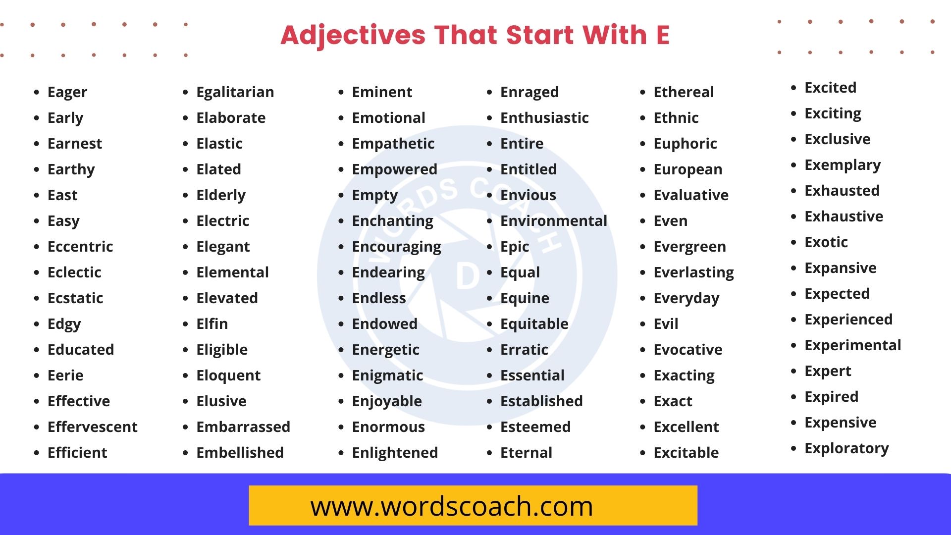 List of 2000+ Common Adjectives - Word Coach