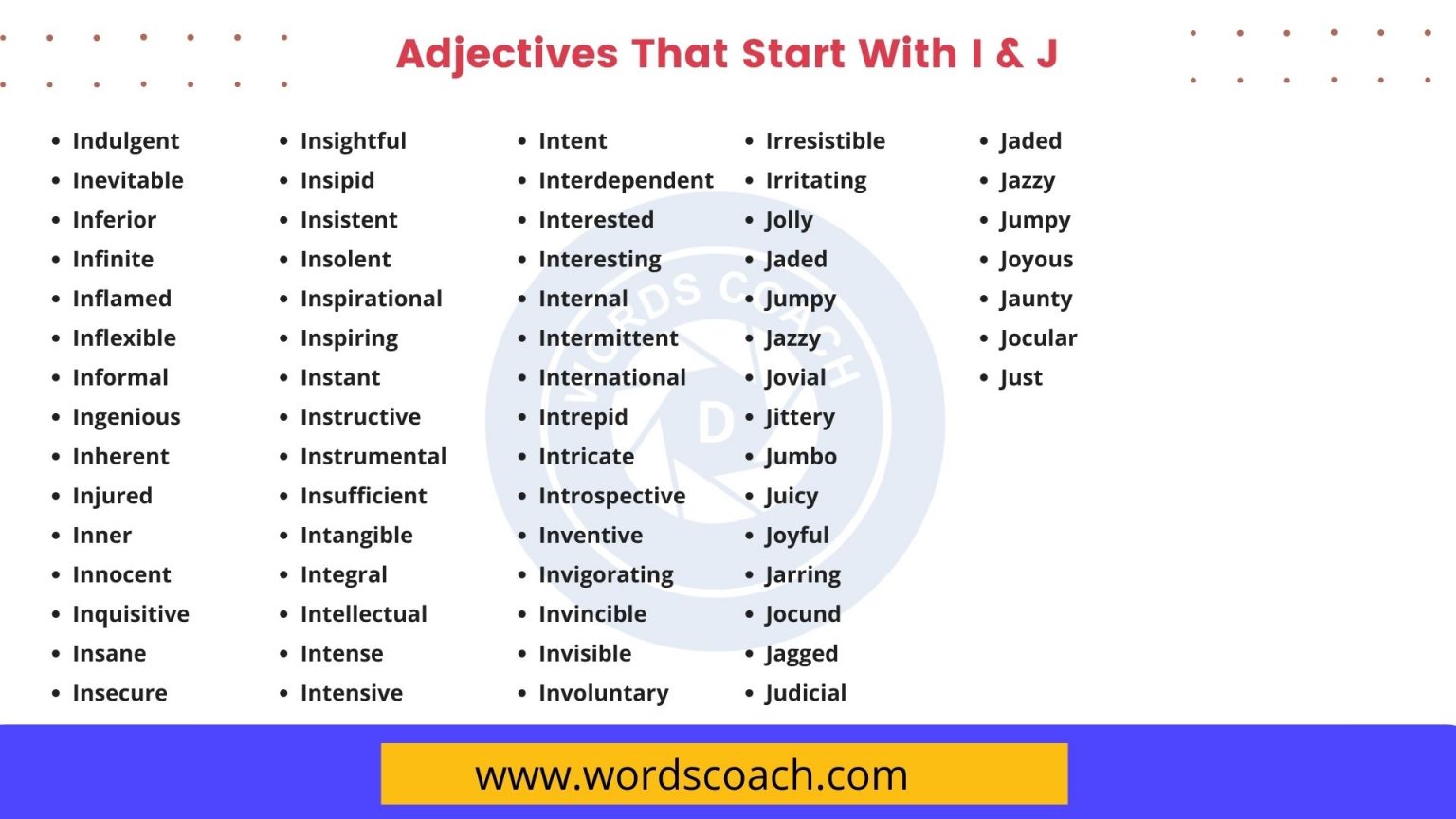 List of 2000+ Common Adjectives - Word Coach