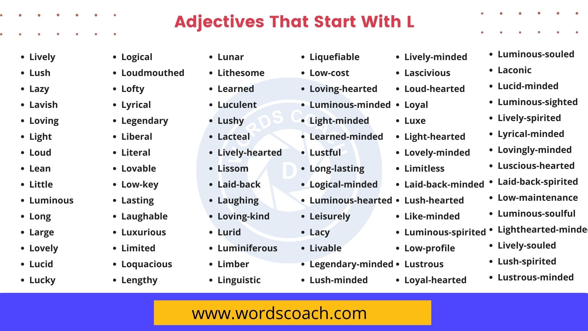 List of 2000+ Common Adjectives - Word Coach