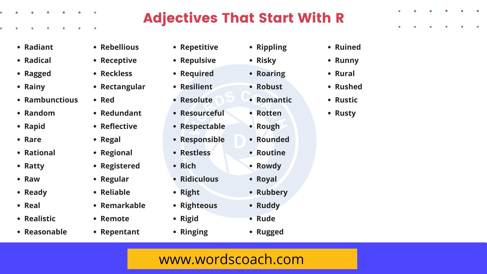 List of 2000+ Common Adjectives - Word Coach