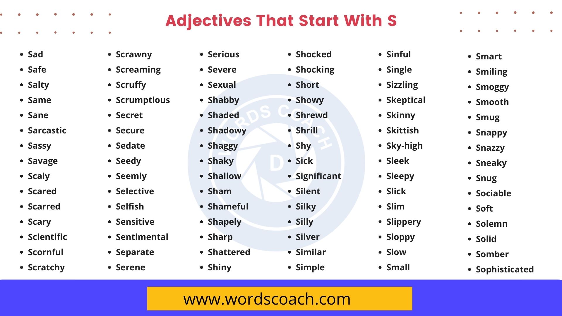 List of 2000+ Common Adjectives - Word Coach