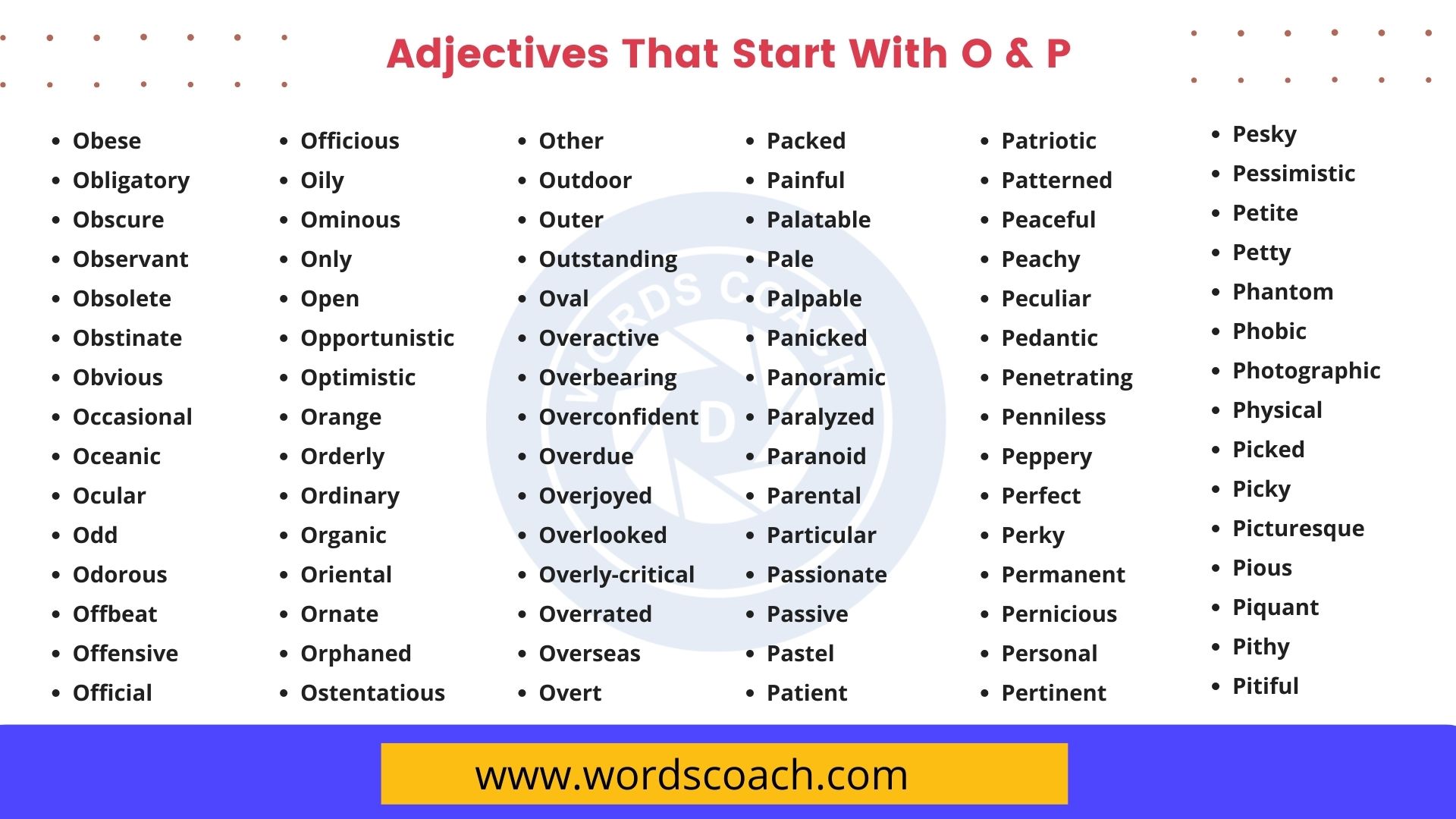 List of 2000+ Common Adjectives - Word Coach