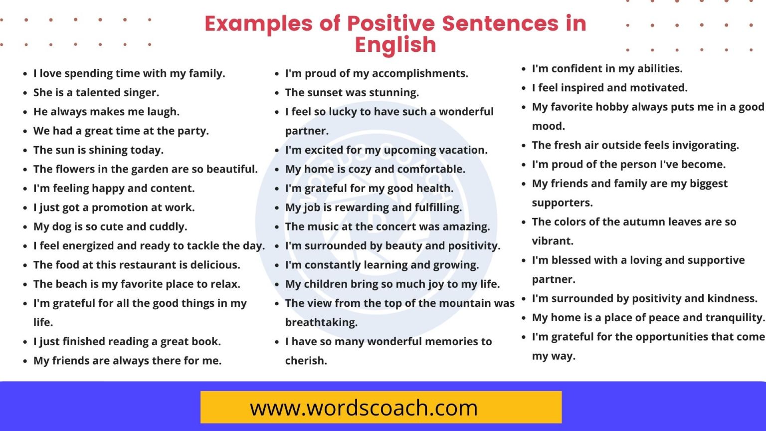 100 Examples Of Positive Sentences In English Word Coach