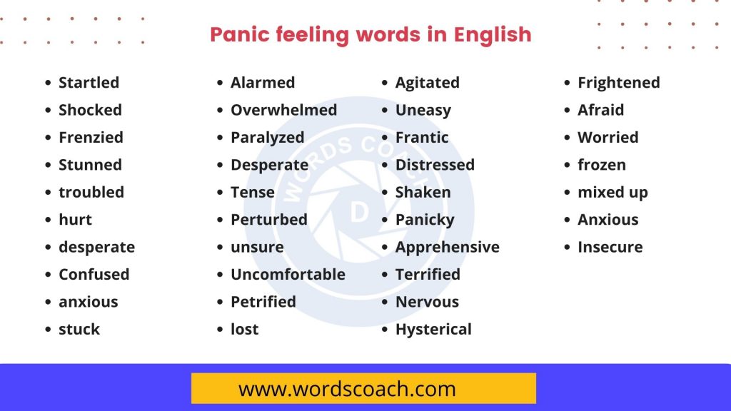 Panic feeling words in English - wordscoach.com