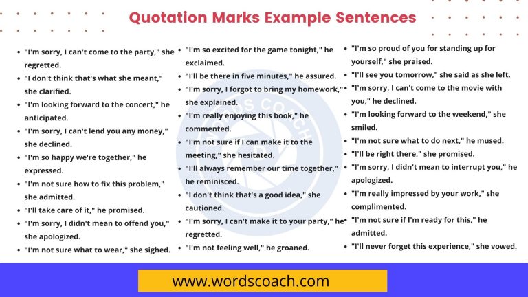 250+ Quotation Marks Example Sentences - Word Coach