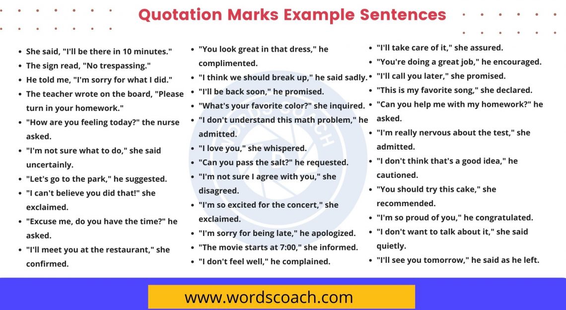 250+ Quotation Marks Example Sentences - Word Coach