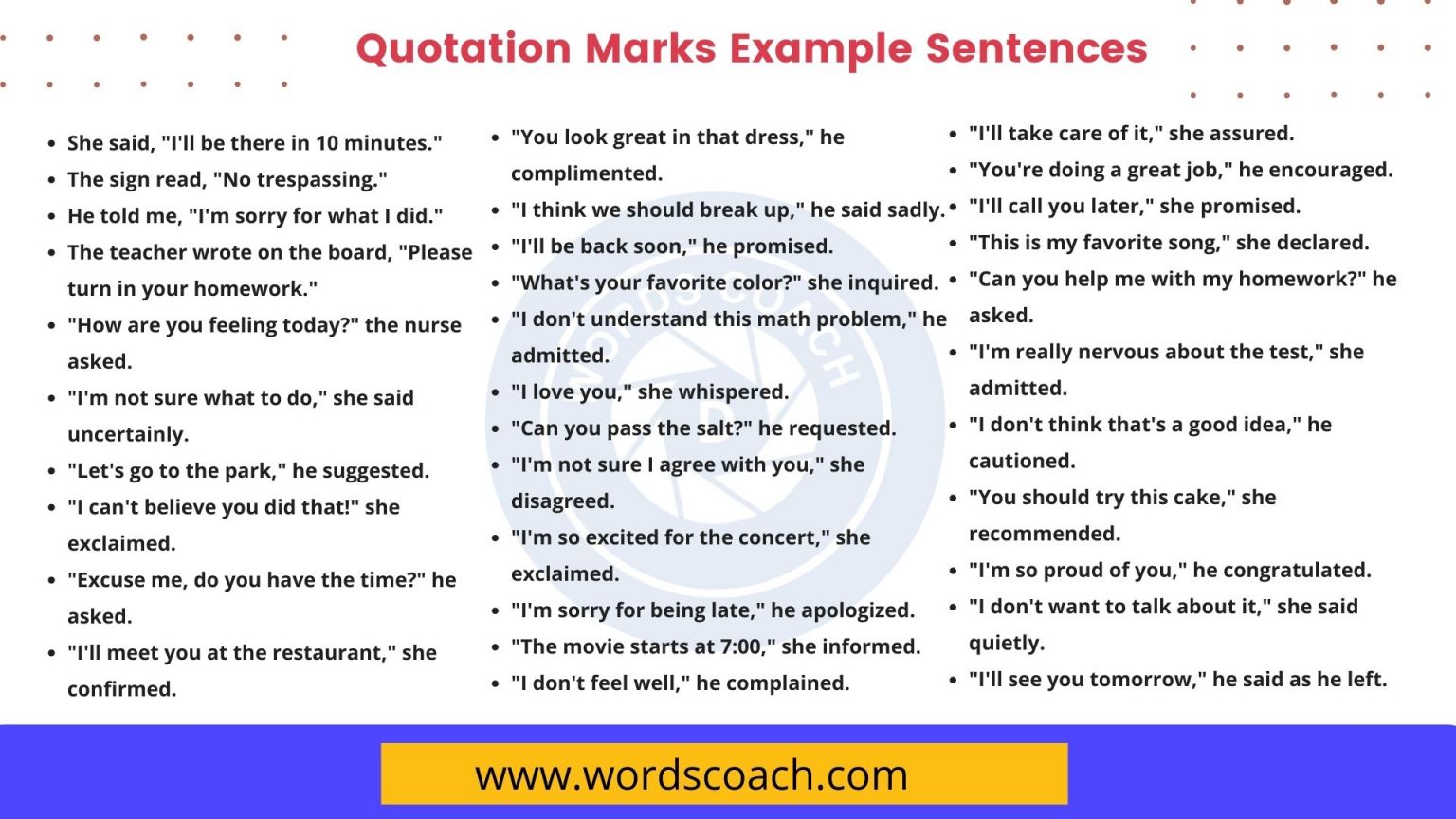 250+ Quotation Marks Example Sentences - Word Coach