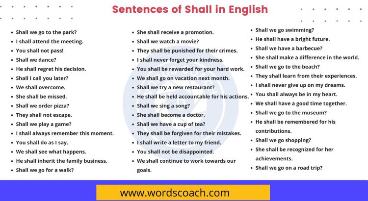 100 Sentences Of Shall In English Word Coach