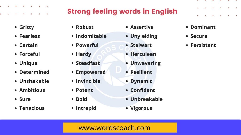 Strong feeling words in English - wordscoach.com