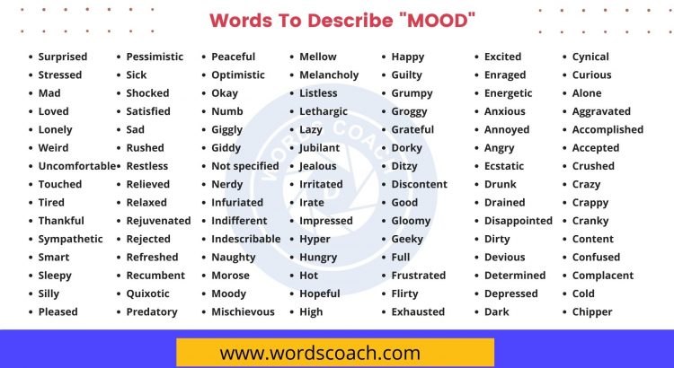 Words To Describe MOOD Word Coach