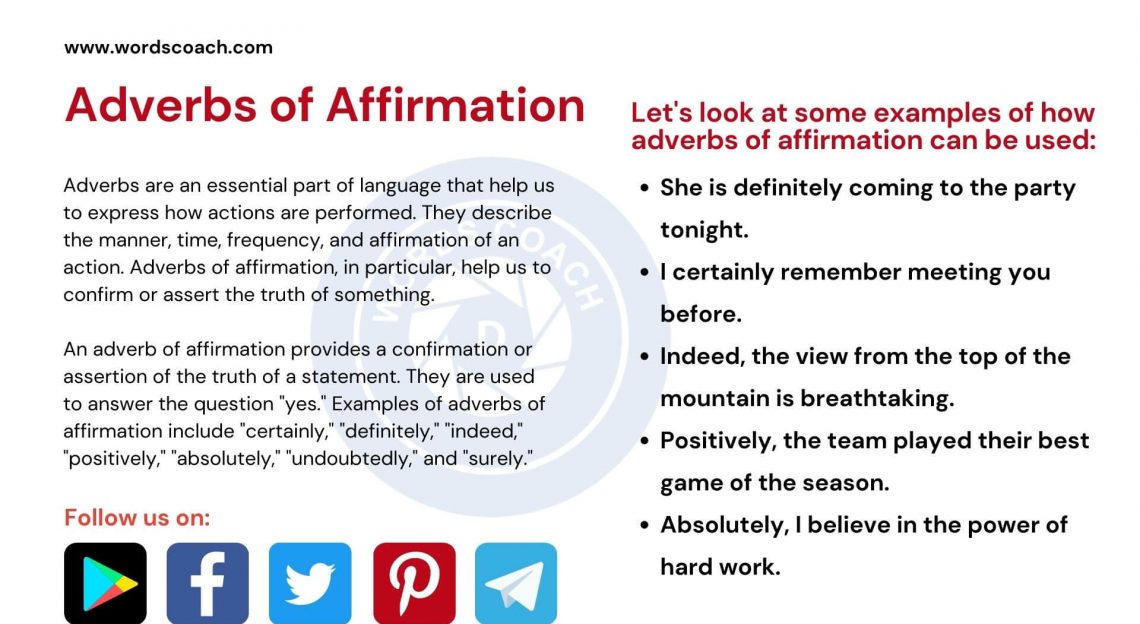 Affirmation Adverb Examples