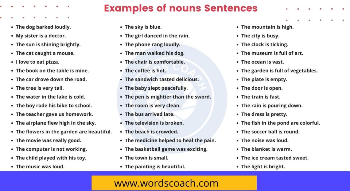 110+ Examples of nouns Sentences in English - Word Coach