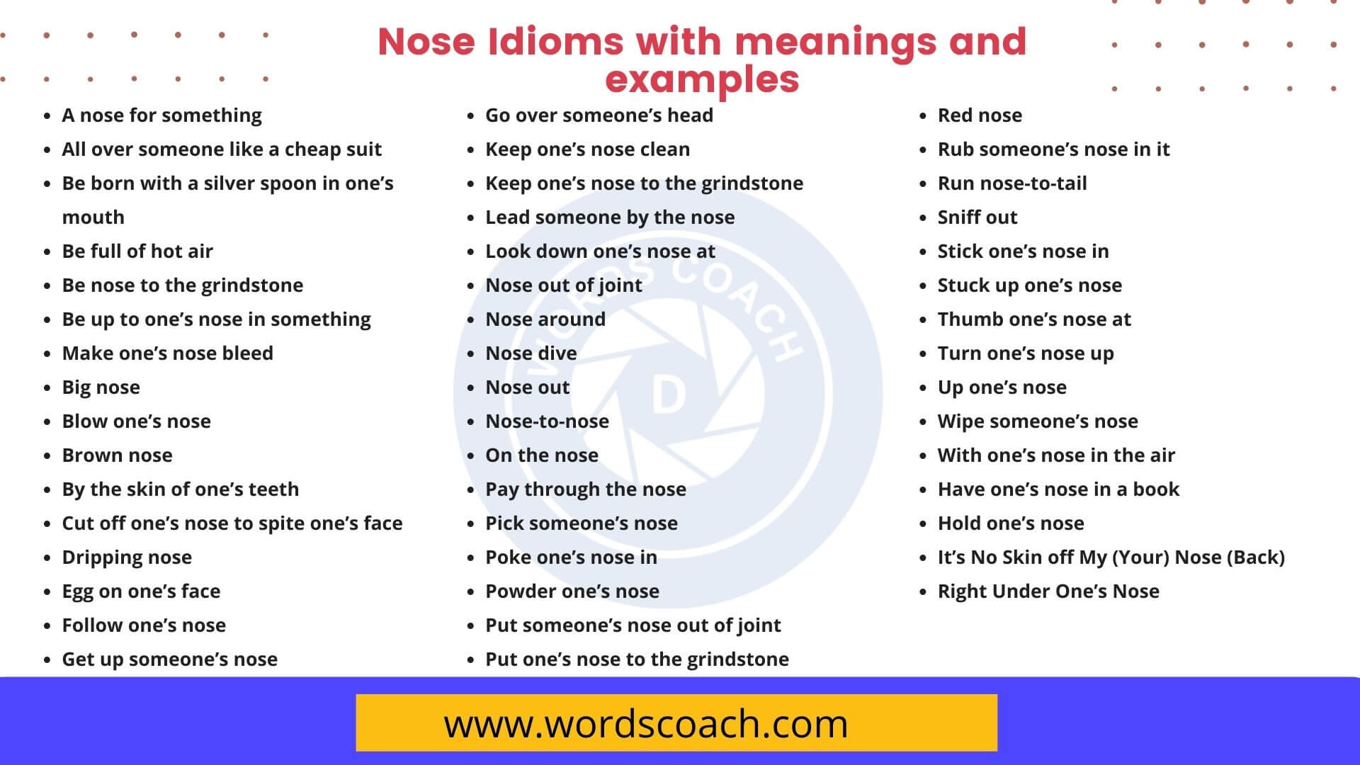 50 Nose Idioms With Meanings And Examples Word Coach