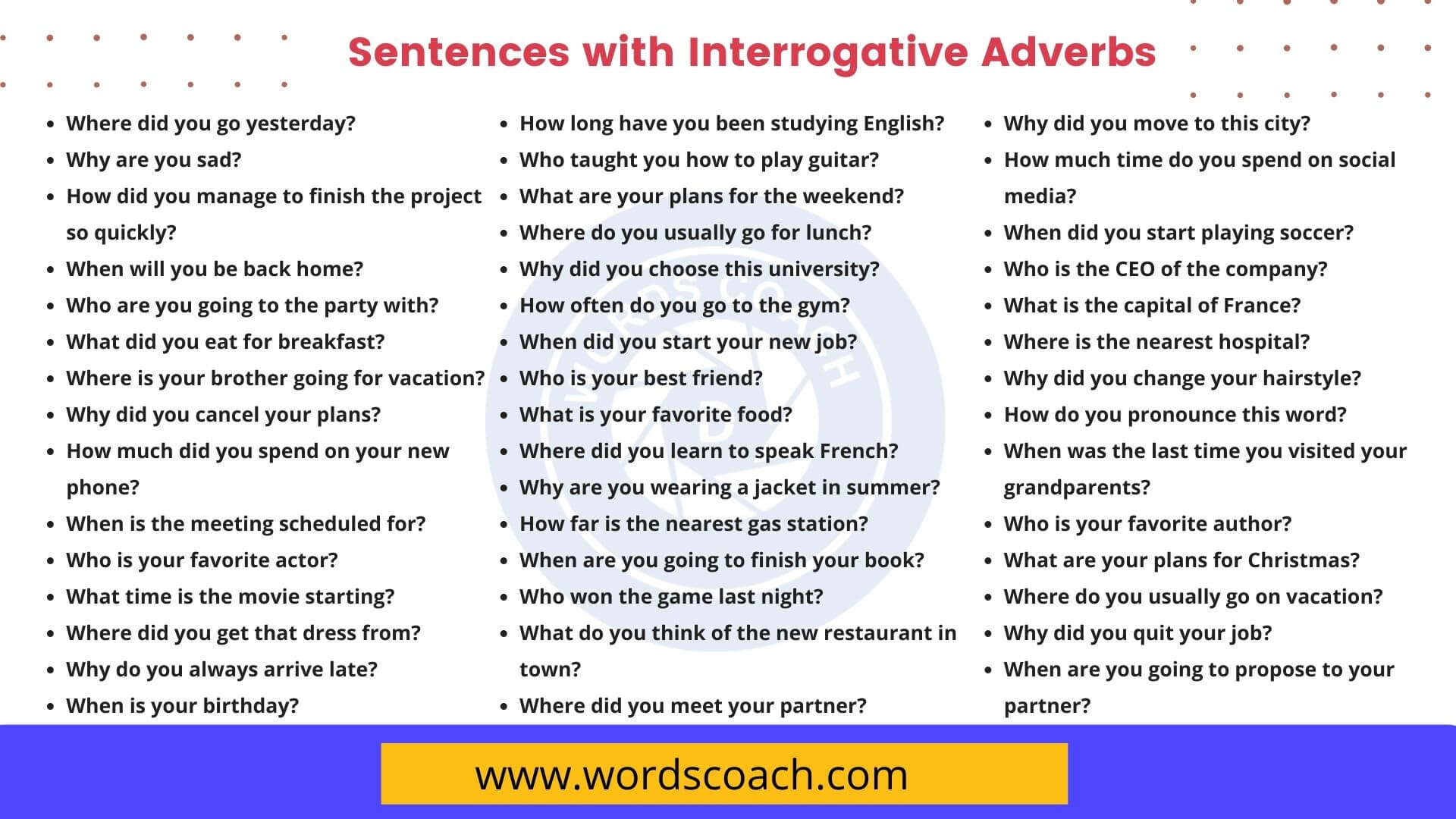 100 Sentences With Interrogative Adverbs In English Word Coach