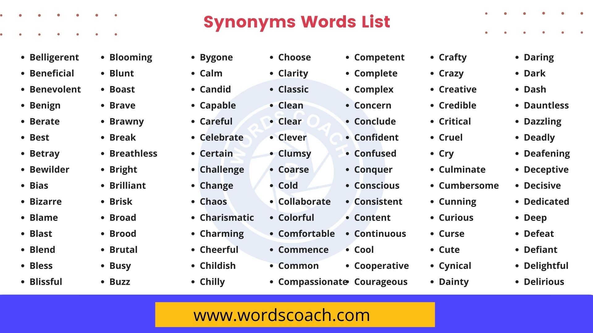 1000 Synonyms Words List In English Word Coach