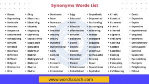 1000+ Synonyms Words List In English - Word Coach