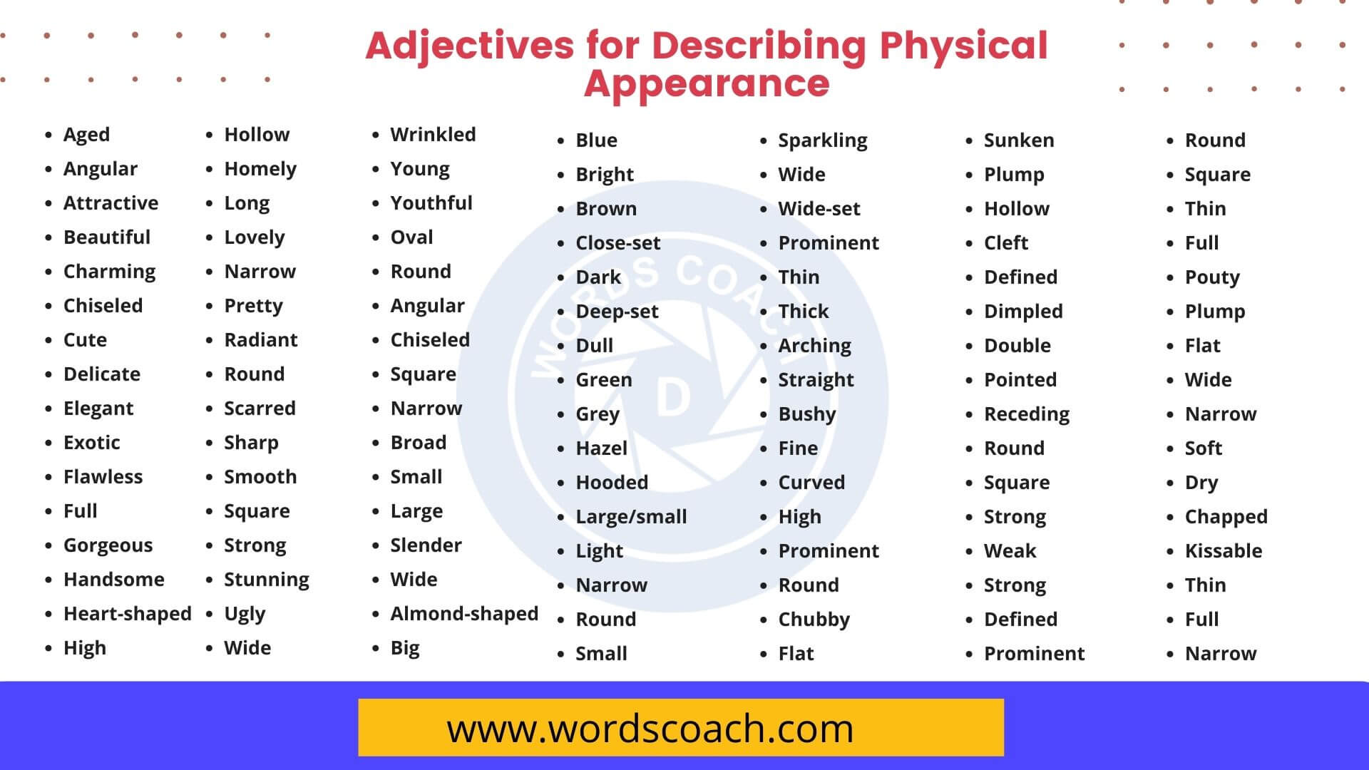 Adjectives For Describing Physical Appearance From Head To Toe Word 