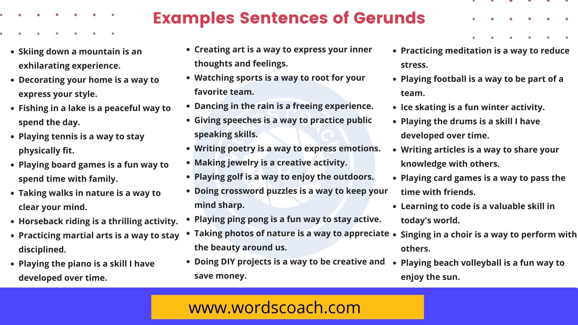 50 Examples Sentences Of Gerunds Word Coach