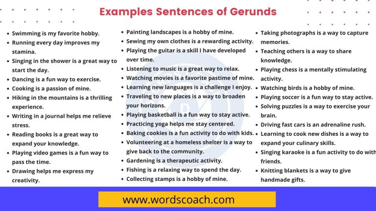 50 Examples Sentences Of Gerunds - Word Coach