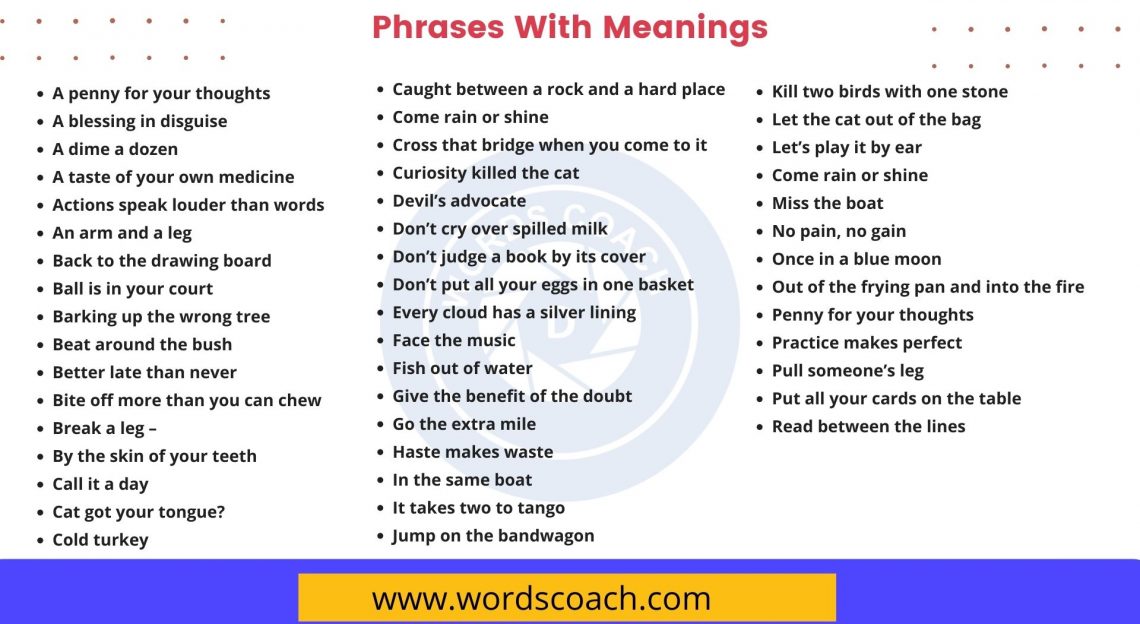 50 Phrases With Meanings in English - Word Coach