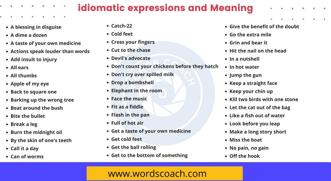 100 idiomatic expressions and Meaning - Word Coach