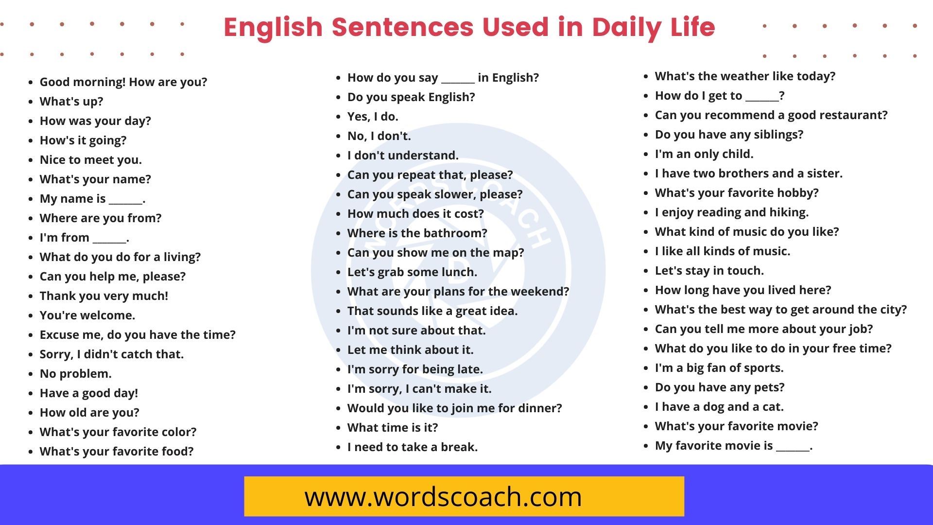 200 English Sentences Used In Daily Life Word Coach