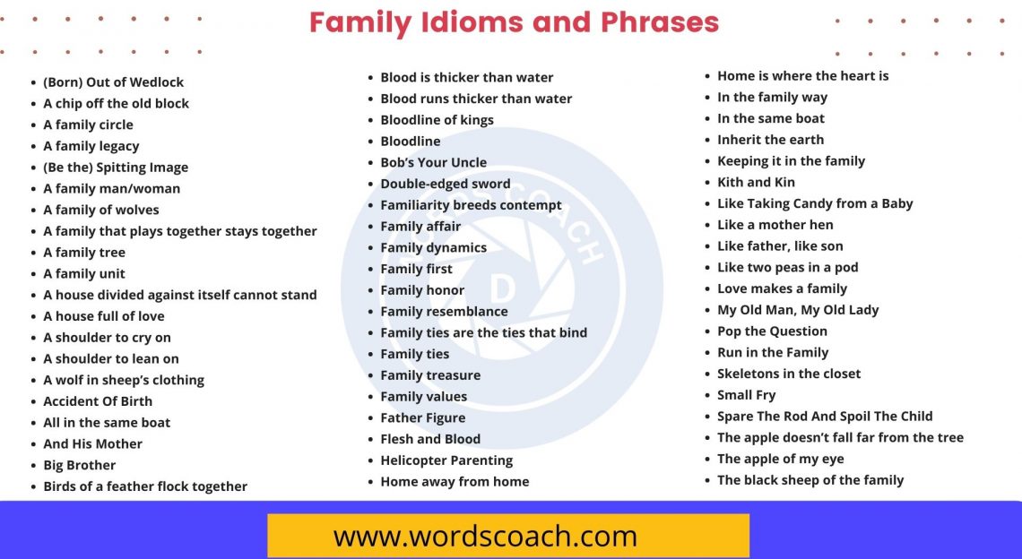 60+ Family Idioms and Phrases - Word Coach